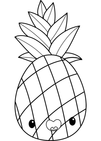 Kawaii Pineapple Coloring Page